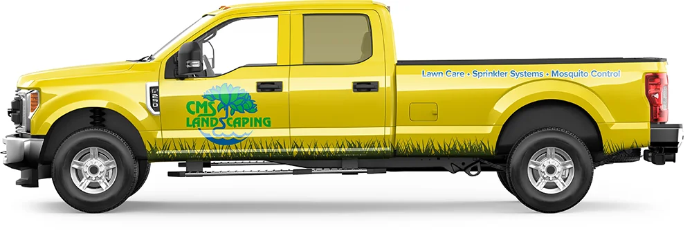cms landscaping yellow truck